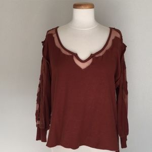 Free People Sheer Floral embroidered tunic